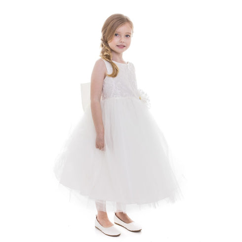 Petite Adele Big Girls Ivory Beaded Embroidery Luxurious Flower Girl Dress 8-12 - SophiasStyle.com